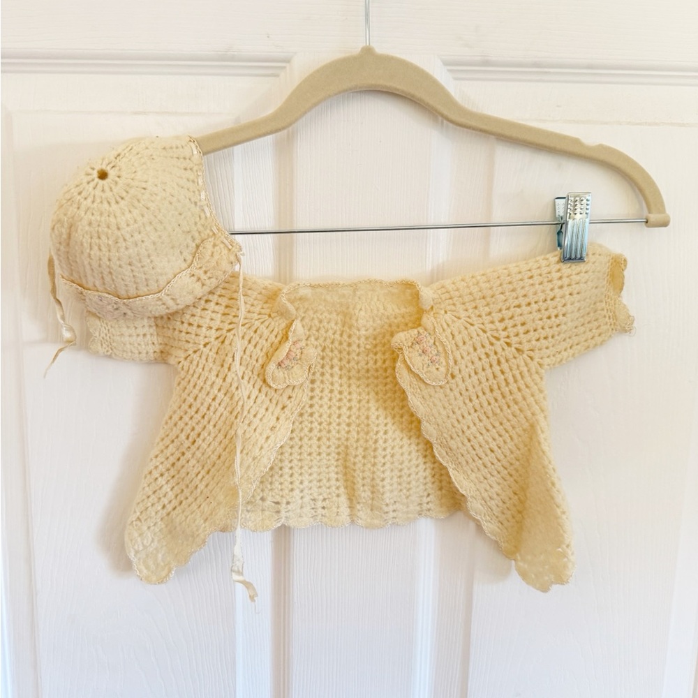 Vintage 1950s Baby Sweater with Hat